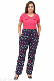 Pink floral high-waisted lower pyjamas