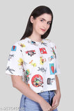 Cotton blend printed half-sleeve crop top t-shirt for women's summer wear (India), lightweight and trendy for casual, college, or regular wear