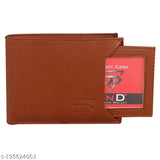 Fancy brown two-fold leather (or faux leather) men's wallet, solid design, 2 compartments for daily use and storage of cards, coins, and cash. New stylish artificial leather bi-fold wallet, perfect for all occasions