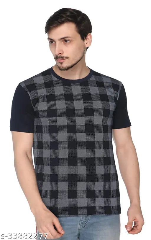 Shaun Men Round Neck Polyester T-Shirt, printed net design, short sleeves, cotton blend fabric, size S-5XL