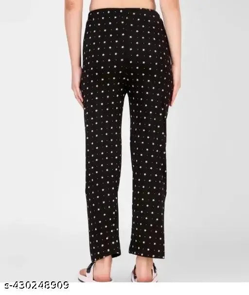 Women's Casual Daily Wear Cotton Black Pyjama