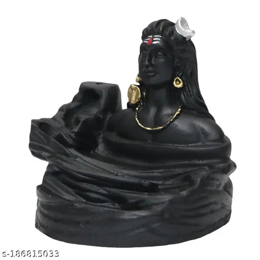 Resin Adi Shankara backflow cone incense holder with 10 cones - decorative showpiece for festive occasions, net quantity 1, size 10cm x 12cm x 8cm