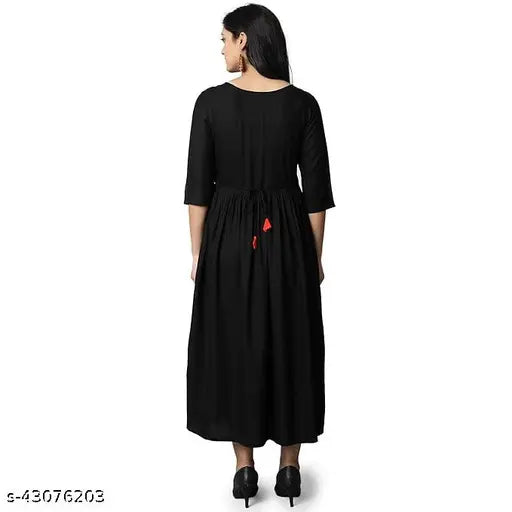 Rayon embroidered long Anarkali cotton kurti - elegant, comfortable, and stylish ethnic wear for everyday & special occasions