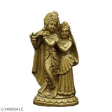 Golden antique finish Radha Krishna idol statues (4.5x2.5x9 cms), handcrafted marble dust & poly resin figurines, Indian devotional art