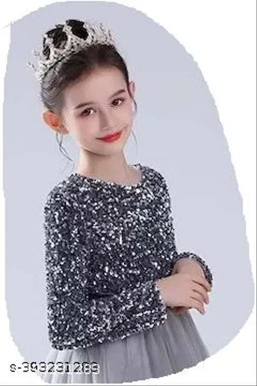 Designer net kids holiday gown, three-quarter sleeves, elegant evening attire for toddlers to teens (Indian origin)