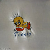 Cotton jumbo quilt, "Tweety" cartoon design, single white sleeping quilt with washable foam, mild winter use