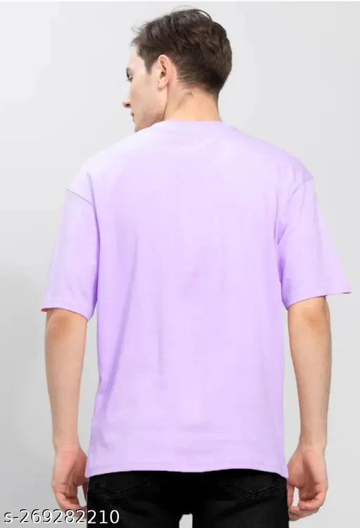 Purple cotton tee shirt with oversized theboy spindle print for men and women