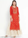 Red and gold embroidered kameez with matching sharara, traditional South Asian clothing for women