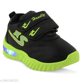 Green and yellow Handly collection kids' led shoes with black velcro straps, lightweight design, suitable for outdoor sports activities