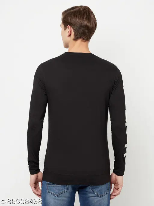 Black men's full sleeve cotton blend t-shirt, HOLDIT solid round neck, perfect for casual wear