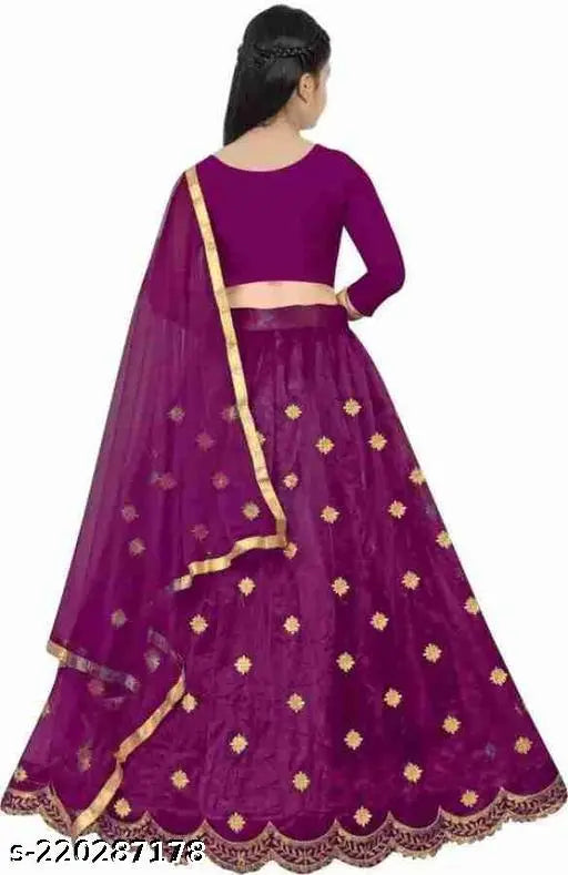 Femisha creation net lehenga choli for girls, 3-15 years, semi-stitched with zari embroidery, Indian designer party wear