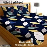 Home premium striped cotton elastic fitted bedsheets with 2 queen size pillow covers, ideal for summer and adults. Machine washable microfibre bedding set, offering a cotton feel