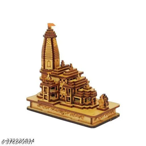 Wooden replica of Shri Ram Mandir Ayodhya 3D decorative showpiece, handcrafted wooden temple for gift, 11 x 6 x 11 cm