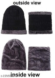 Trendy Arcylic Unisex Winter Cap & Scarf Set - Criss-cross knit, warm & cozy