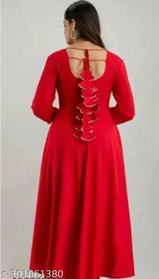 Rayon Indian gown, trending three-quarter sleeve dress in solid net, XS to XXXXL sizes available