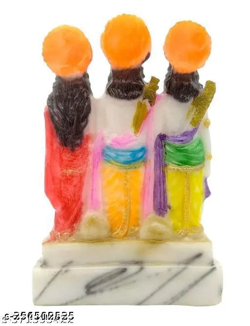 Handmade marble Ram Darbar Murti, intricately detailed Hindu religious statue for home temple (14x9x6 cm)