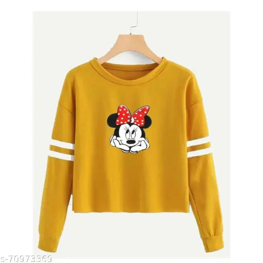 Long-sleeve printed cotton t-shirt for women, XL size with S-Bust 34, L-Bust 38, M-Bust 36, Lenght 20-22. Made in India." (125 characters)