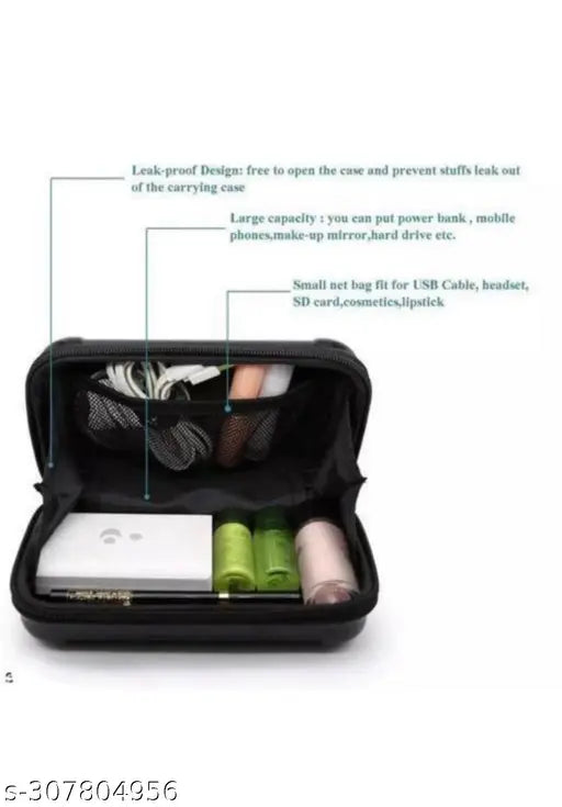 Black leather travel makeup case, with multiple pockets and compartments