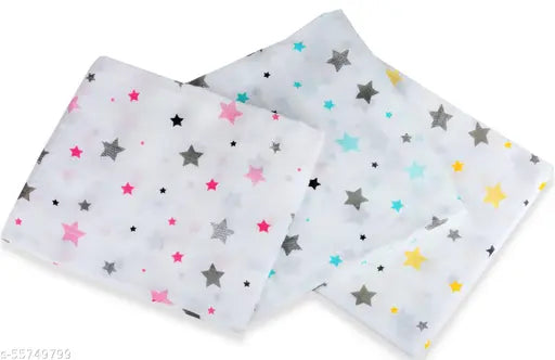 Organic muslin swaddle set of 3 (Multi Star), ultra-soft cotton for multipurpose use in mild winter - ideal as burp cloth, blanket, nursing cover, stroller sun cover, changing sheet