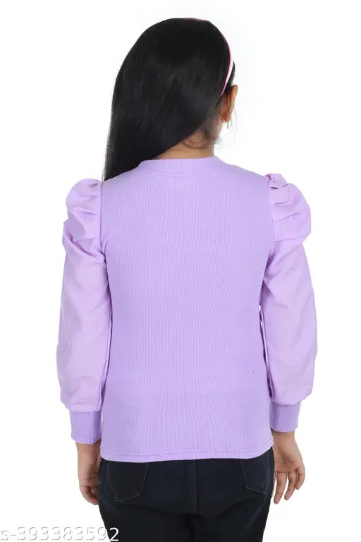 Cotton puff sleeve kids top, vibrant colors, printed pattern, 3-15 years