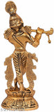 Krishna playing flute metal idol, Luck, Love, Happiness and Prosperity for home, temple, office & gifting. Size L-B-H-10x6x23 cm