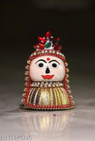 Wooden Riddhi Siddhi Ganpati's wife idol for home temple Navaratri Diwali decoration, made from supari (betel nut). Measures 0.5" x 0.5" x 0.5