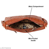 A fancy, stylish women's sling bag, trendy design, leather handle, main compartment, mini pocket inside