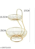 1 tier and 1 tier steel kitchen fruit basket organizer with gold finish, for dining table countertop