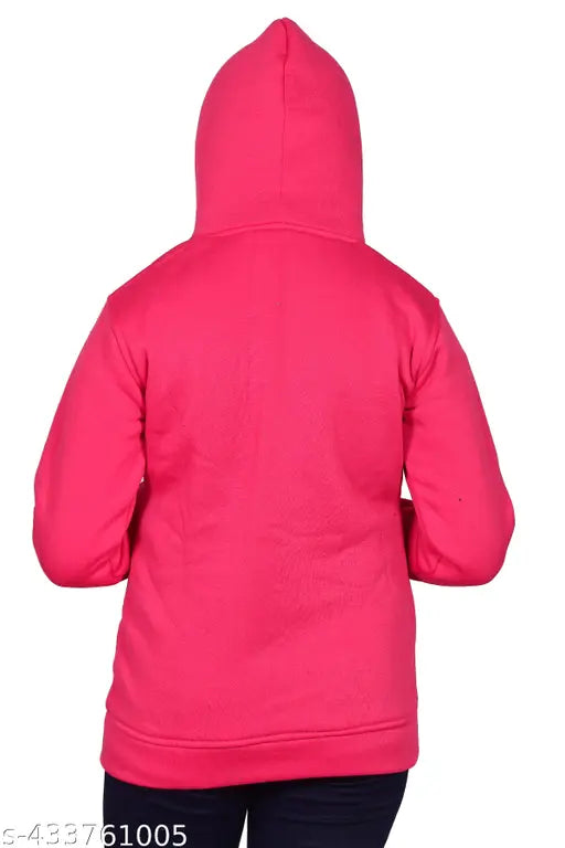Red, long sleeved sweatshirt with a hood