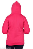 Red, long sleeved sweatshirt with a hood