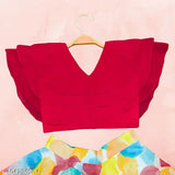 Embellished sleeveless Georgette lehenga choli for girls (2-8 years), abstract pattern, Indian origin