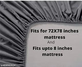 Glace cotton, superfine elastic fitted grey double bedsheet with 2 pillow covers, ideal for summer, on a bed display