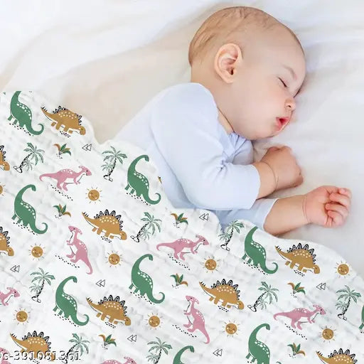 Indian organic muslin swaddle, 100% cotton for newborn baby - versatile AC room blanket (Pack of 1)