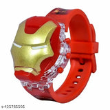 Red digital watch with Spider-Man design, glow in dark backlight feature