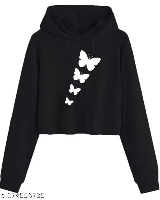 Cotton blend solid butterfly hoodies jacket, long sleeves, size options from XS to XL, origin India
