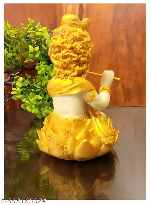 Polyresin Krishna Idol, 7cm x 12.5cm, Indian-made home decor or pooja gift showpiece for various occasions
