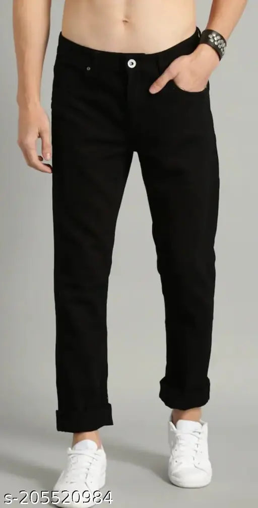 Hopewell black lycra slim fit men's jeans - solid denim, size 30 (waist 30, length 41, hip 36 in)
