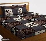 Elegant polycotton botanical-print bedsheets for bedrooms, 144 thread count, Queen and Double sizes available from India