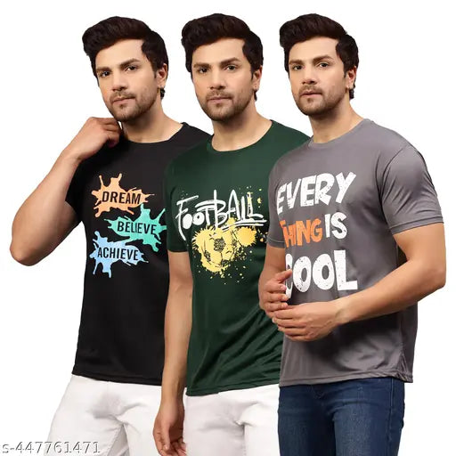 Urbane Sensational Fashionable Men Dri-Fit Printed Active Tshirts Combo of 3