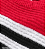 Woolen striped pullover sweater for kids (2-3 years), hand-knitted in India