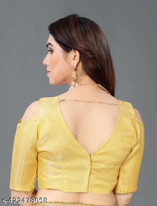 Yellow banarsi saree with heavy kaju embroidery and mirror work