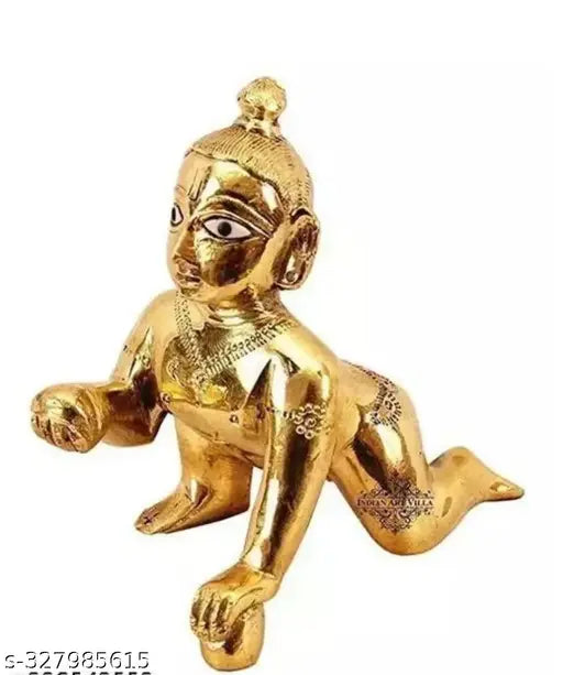 Metal Krishna idol THAKUR JI laddu gopal 2, 3.5cm x 5cm x 3.5cm, Indian artisan craft