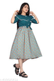 Trendy, blue, chiffon print kids' dresses