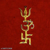 Gold-plated Tri Shakti Pooja Yantra, Vastu Feng Shui Trishakti Swastik symbol, great for wealth, prosperity, and protection. Ideal as a gift for loved ones or family. Originates from India