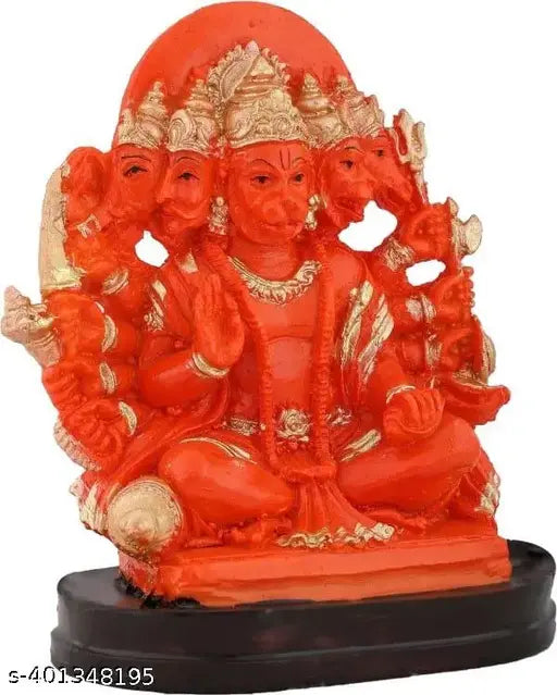 Golden-toned PanchMukhi Hanuman ji religious idol, North East direction decor accessory for spiritual & home improvement