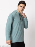 Cotton men's solid hoodie, long sleeves for casual wear - available in sizes M, L, XL, XXL (Made in India)