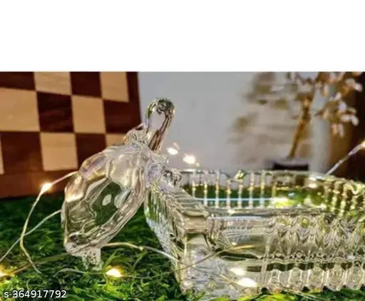Glass Crystal Tortoise Kachua Feng Shui set for good luck, ideal office showpiece and home decor" (124 characters)