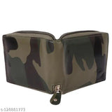 Artificial leather army-style wallet, regular size with 5 card slots, solid pattern in free size (10cm x 13cm). HRF STAR premium quality accessory