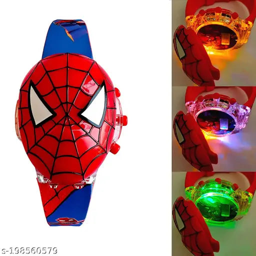 Red and blue glow watch, Spiderman theme, music feature