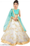 Arvi presentKida silk and net embroidered lehenga choli set for kids aged 3-13, Indian traditional wear on display